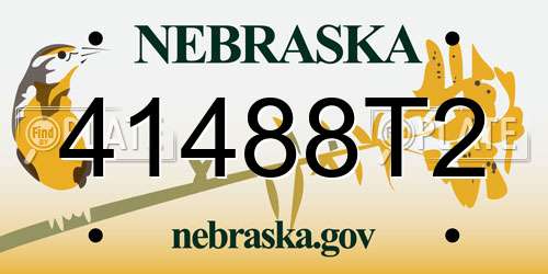 41488T2 Nebraska License Plate