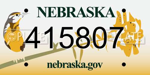 415807 Nebraska License Plate