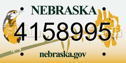 4158995 Nebraska License Plate