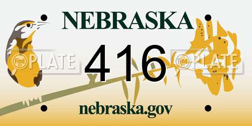 416 Nebraska License Plate