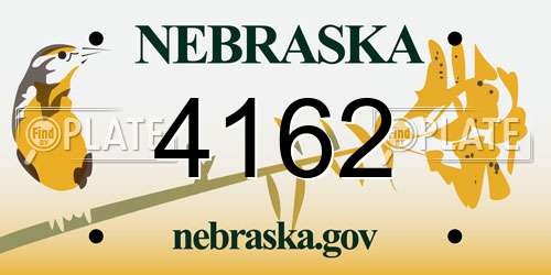 4162 Nebraska License Plate