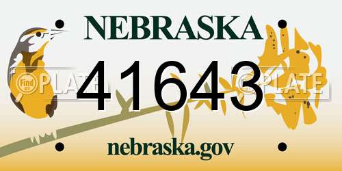 41643 Nebraska License Plate