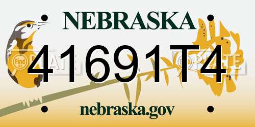 41691T4 Nebraska License Plate
