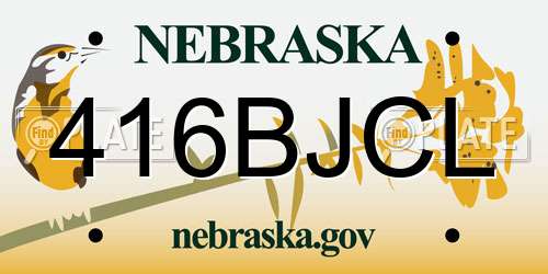 416BJCL Nebraska License Plate