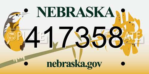 417358 Nebraska License Plate
