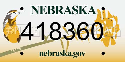 418360 Nebraska License Plate