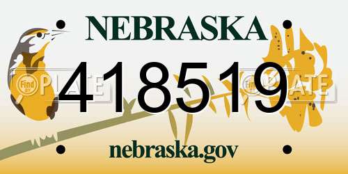418519 Nebraska License Plate