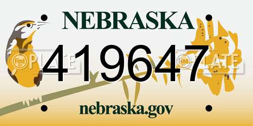 419647 Nebraska License Plate