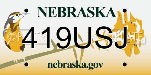 419USJ Nebraska License Plate