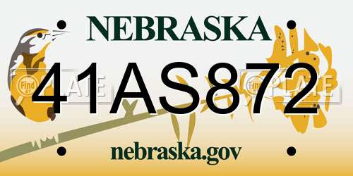 41AS872 Nebraska License Plate