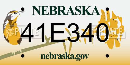 41E340 Nebraska License Plate