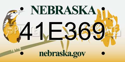 41E369 Nebraska License Plate