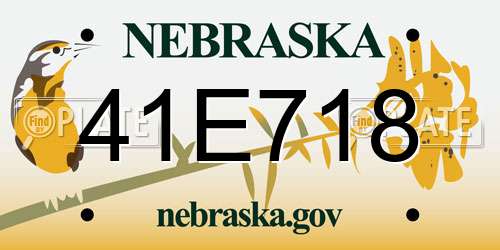 41E718 Nebraska License Plate