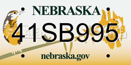41SB995 Nebraska License Plate