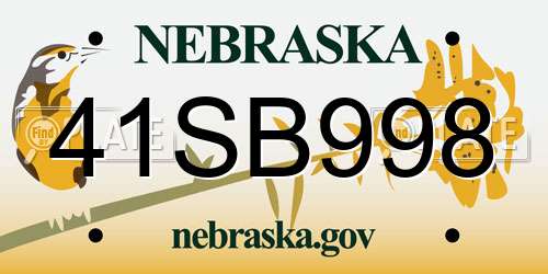 41SB998 Nebraska License Plate