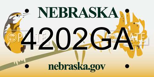 4202GA Nebraska License Plate