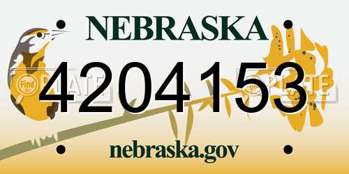 4204153 Nebraska License Plate