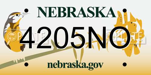 4205NO Nebraska License Plate