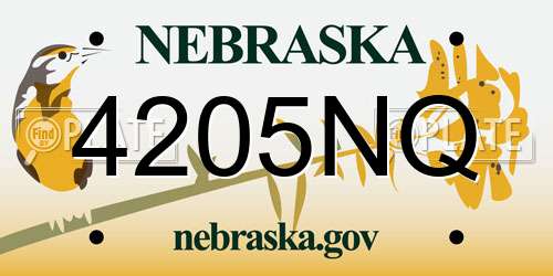 4205NQ Nebraska License Plate