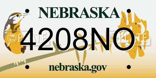 4208NO Nebraska License Plate