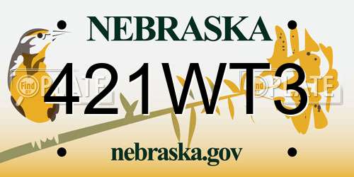 421WT3 Nebraska License Plate
