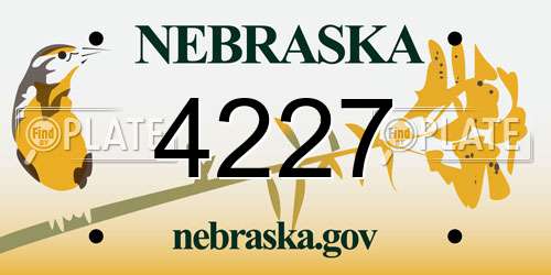 4227 Nebraska License Plate