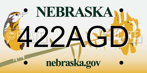 422AGD Nebraska License Plate
