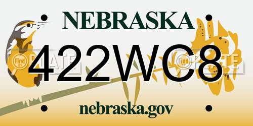 422WC8 Nebraska License Plate