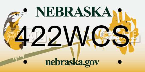 422WCS Nebraska License Plate