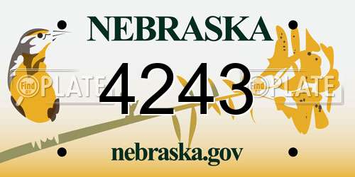 4243 Nebraska License Plate