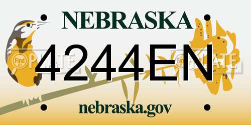 4244EN Nebraska License Plate