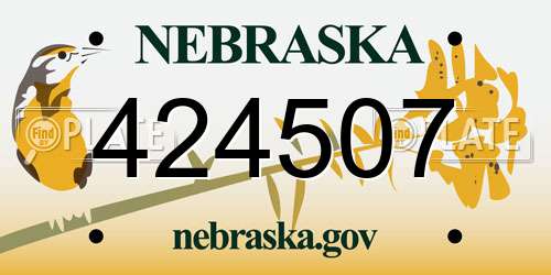 424507 Nebraska License Plate