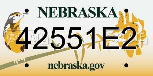 42551E2 Nebraska License Plate