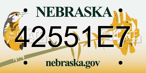 42551E7 Nebraska License Plate