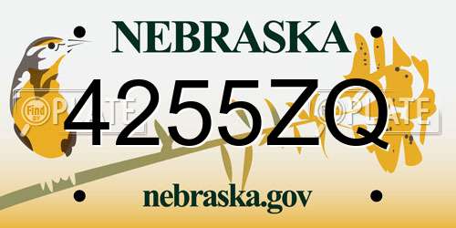 4255ZQ Nebraska License Plate