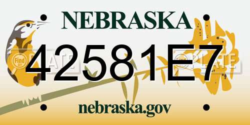 42581E7 Nebraska License Plate