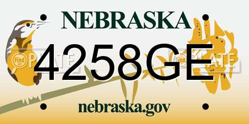 4258GE Nebraska License Plate