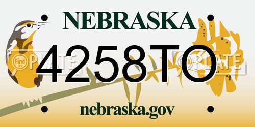 4258TO Nebraska License Plate