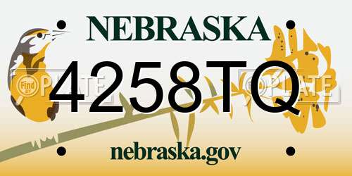 4258TQ Nebraska License Plate