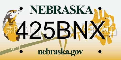 425BNX Nebraska License Plate