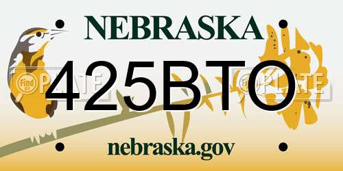 425BTO Nebraska License Plate