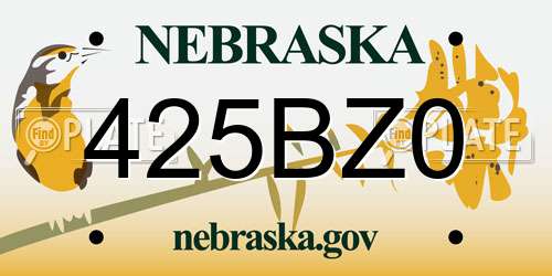 425BZ0 Nebraska License Plate