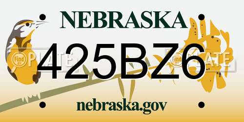 425BZ6 Nebraska License Plate