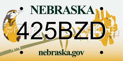 425BZD Nebraska License Plate