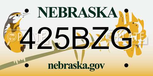 425BZG Nebraska License Plate