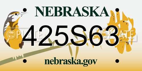 425S63 Nebraska License Plate