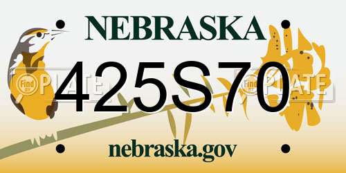 425S70 Nebraska License Plate