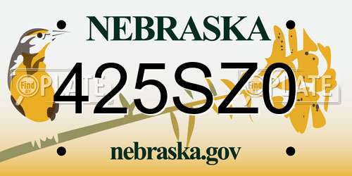 425SZ0 Nebraska License Plate