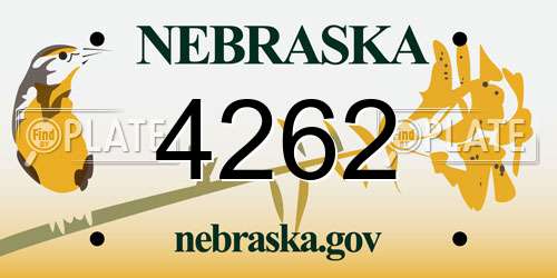 4262 Nebraska License Plate