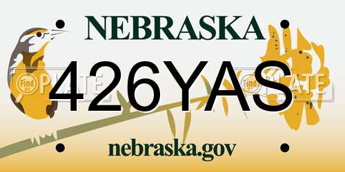 426YAS Nebraska License Plate